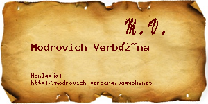 Modrovich Verbéna névjegykártya